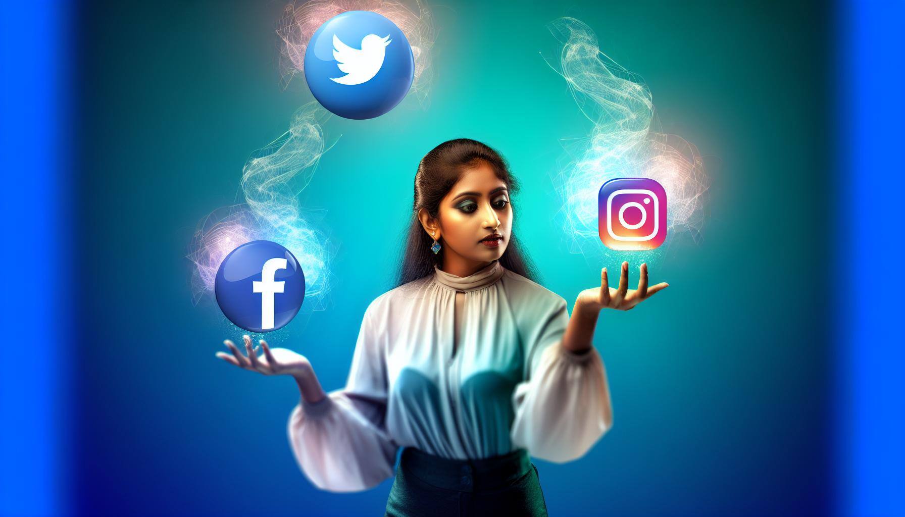 a person juggling social media logos