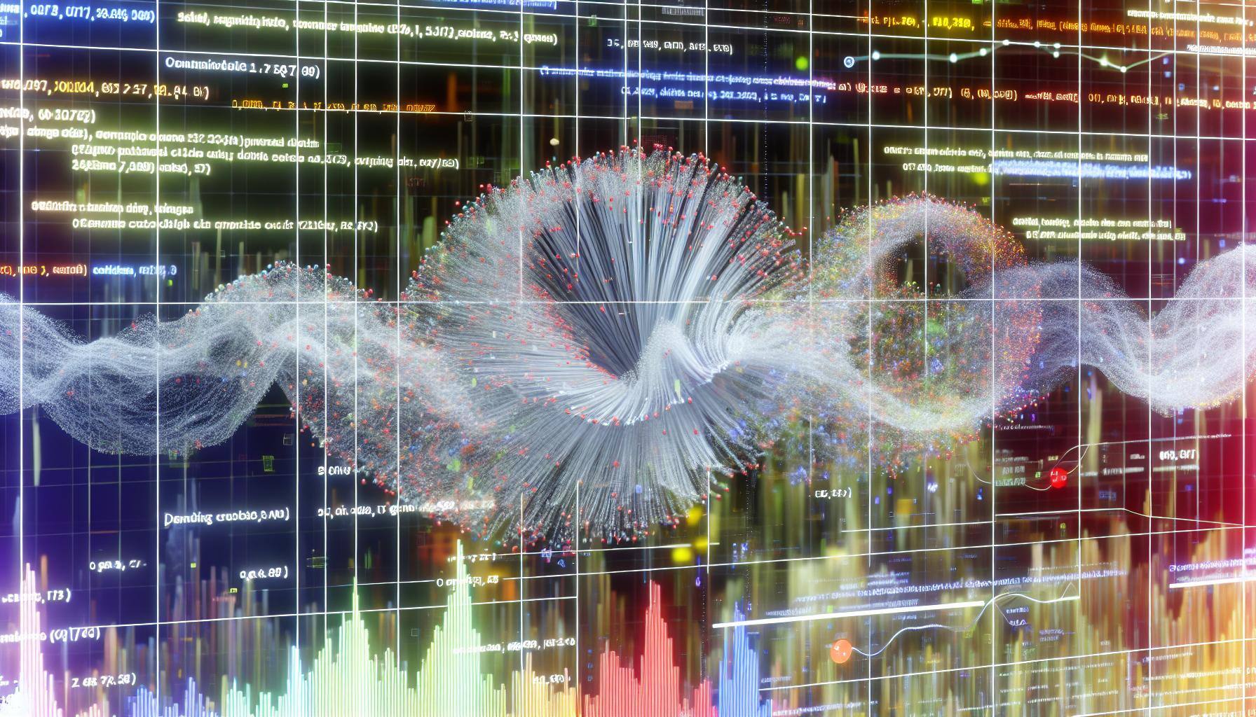 close up, moving 3d representation of running analytics on a massive data set-2