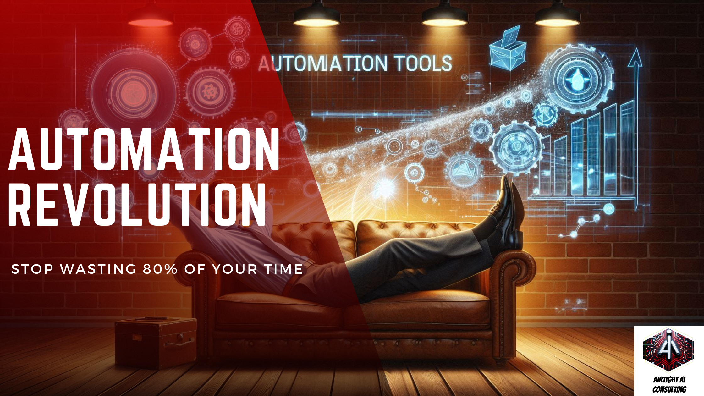 Automation Revolution man relaxing on couch and growing business